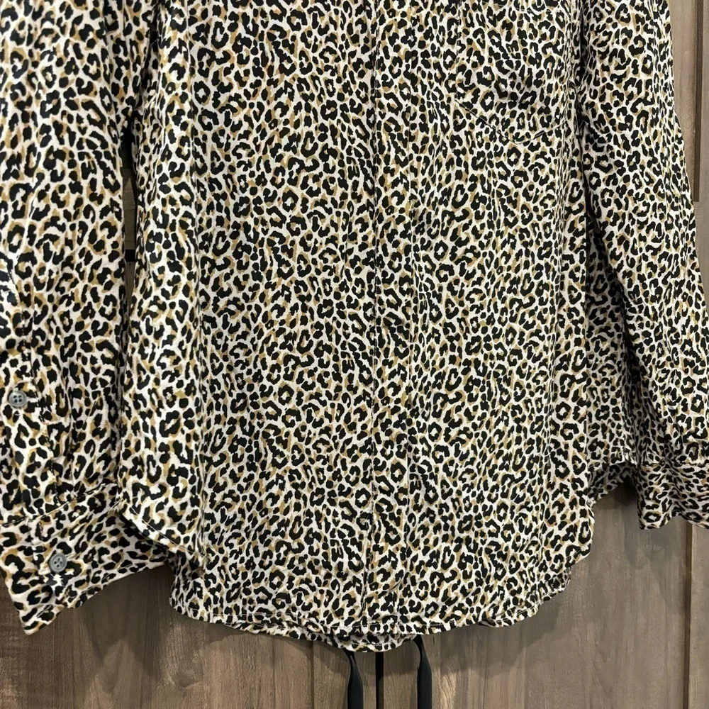 J Crew Size 8 Silk Button Shirt Cheetah Print Top